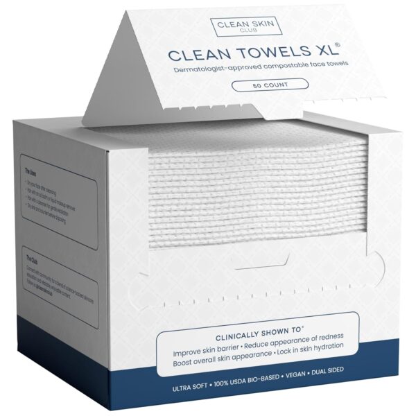 Clean Skin Club Clean Towels XL Biobased Disposable Face Towelettes